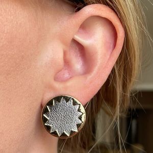 House of Harlow Sunburst Leather Button Earrings
